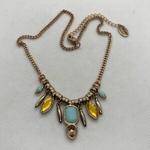 Nicole by‎ Nicole Miller Gold Tone Acrylic Stone Necklace Adjustable 18” - 21”
